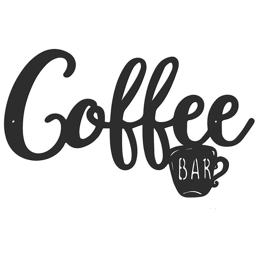 Metal Coffee Sign Tea Cup Bar Sign Hanging Wall Art Decor Coffee Word Letter Sign for Cafe Farmhouse Kitchen Wall Decor