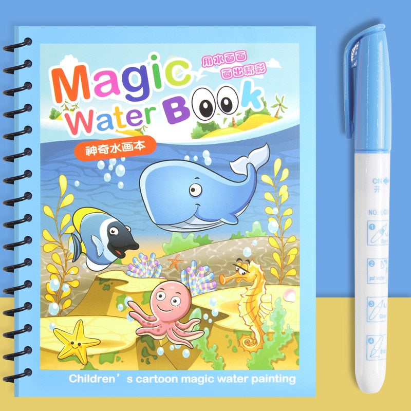 Children Early Education Toys Magical Book with Pen Water Drawing Montessori