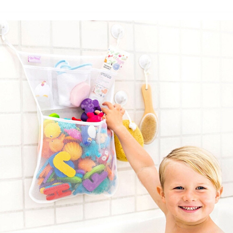 Baby Bathroom Mesh Bag for Children Bath Toy Bag Net Suction Cup Baskets Kids Bathtub