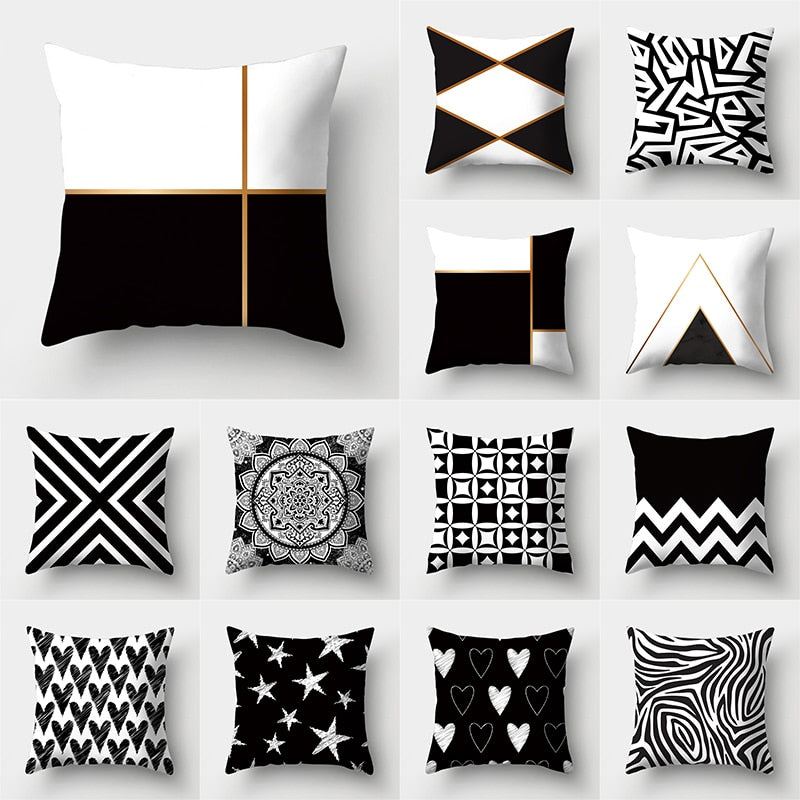 45*45cm Geometric Print Polyester Decorative Sofa Cushions Pillow Covers S