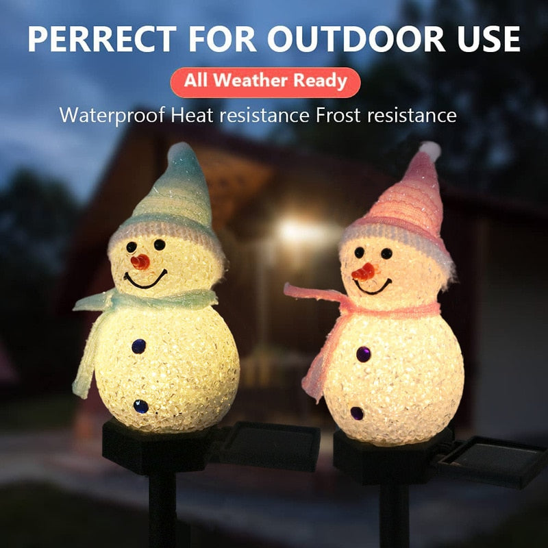 Solar Garden Lights Snowman Christmas Decoration Waterproof Solar Led Light Outdoor Post Lamp Lawn Landscape Led Solar Lighting