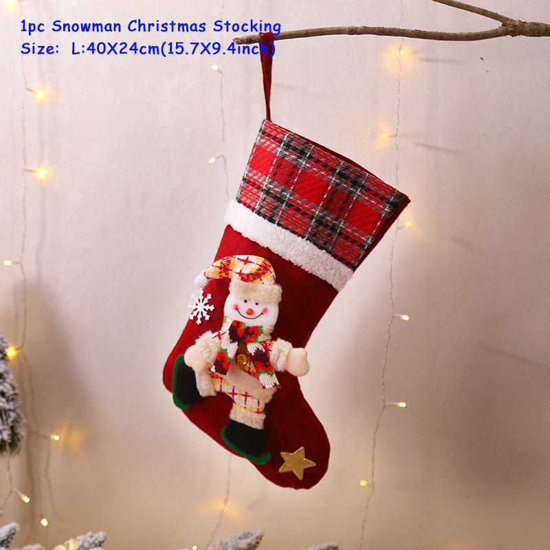 2023 New Year Christmas Stocking Sack Xmas Gift Candy Bag Noel Christmas Decorations for Home Navidad Sock Christmas Tree Decor