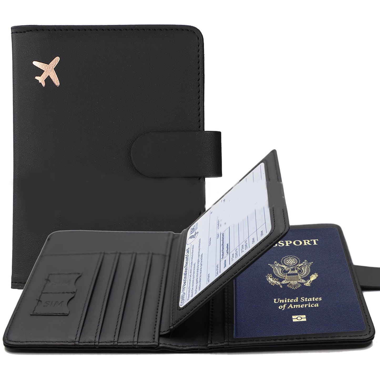 Passport Cover PU Leather Man Women Travel Passport Holder with Credit Card Holder Case Wallet