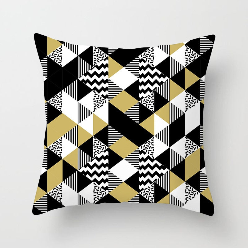 45x45cm Geometric Cushion Cover Abstract Color Block Grids Pillow Case for Living Room Sofa