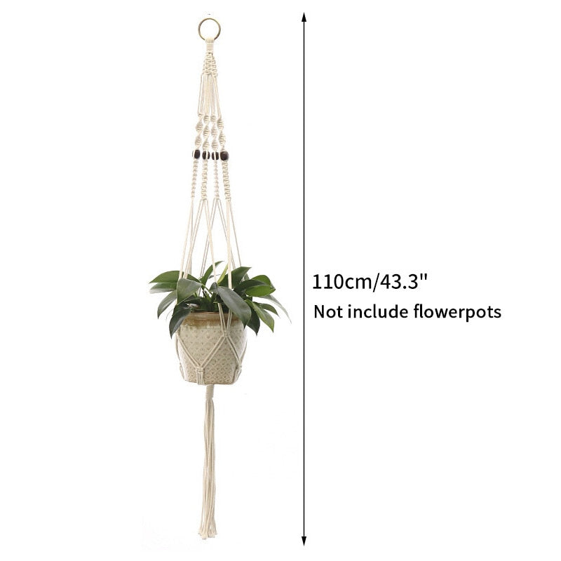 Plant Hanging Basket Wall Hanger Flower Pot Pocket Handmade Macrame Woven Potted Net Bag  Balcony Boho Home Decor